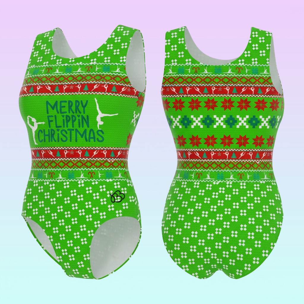 Ugly Sweater Green; Merry Flippin Christmas Leotard
