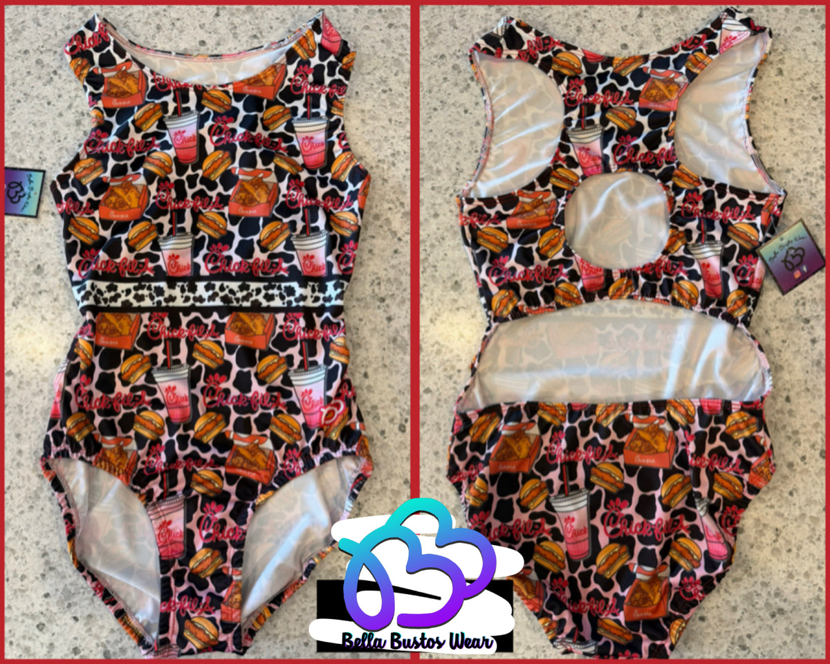 SIZE AS - CHICKEN SANDWICH COW PRINT LEOTARD (clearance)