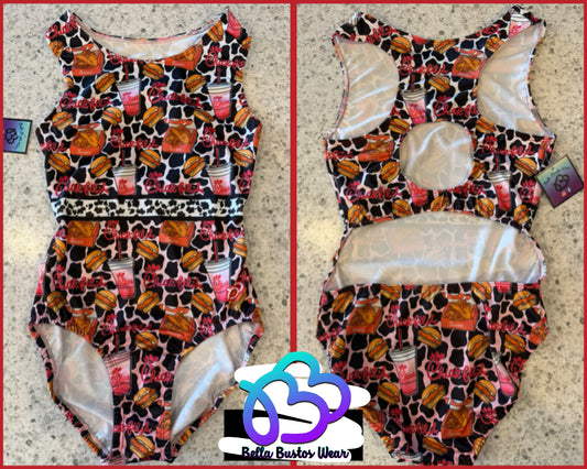 SIZE AS - CHICKEN SANDWICH COW PRINT LEOTARD (clearance)