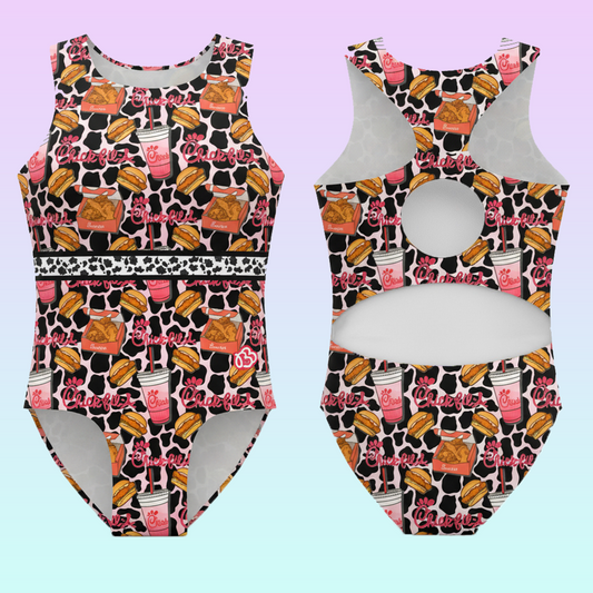 Chicken Sandwich Cow Print Leotard