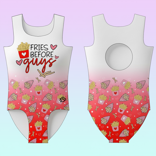 Fries Before Guys Valentine's Day Leotard