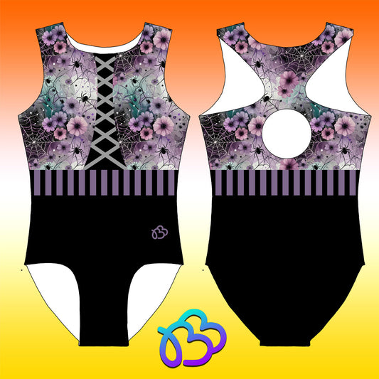 Spiderweb Floral Halloween Leotard