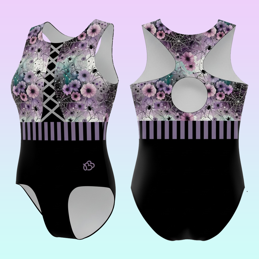 Spiderweb Floral Halloween Leotard