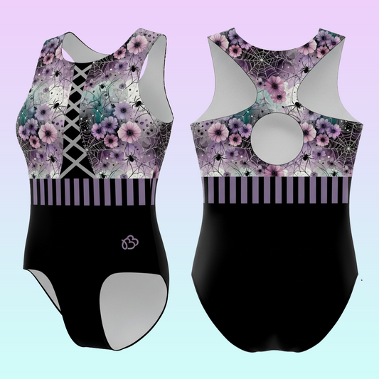 Spiderweb Floral Halloween Leotard