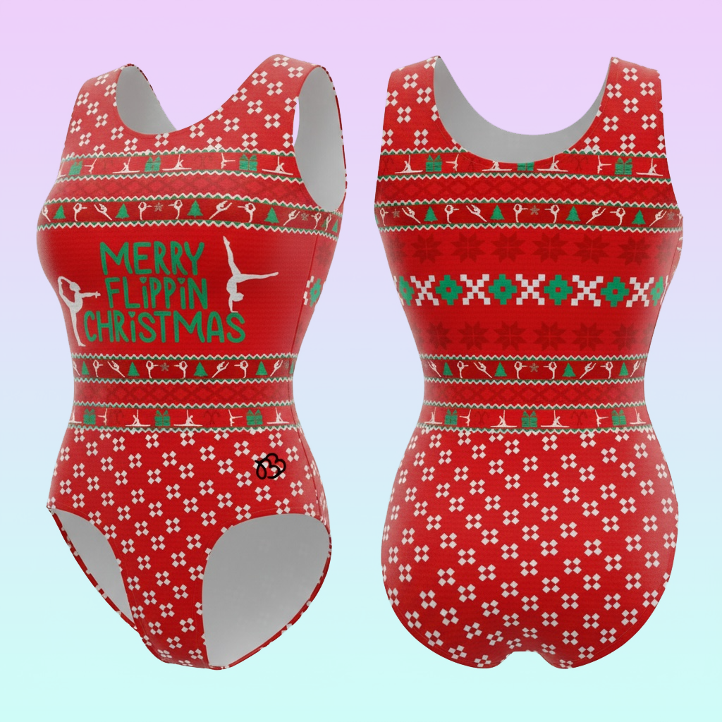 Ugly Sweater Red; Merry Flippin Christmas Leotard